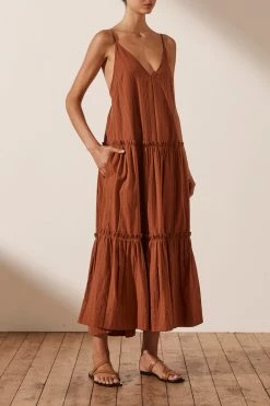 Shona Joy DRESSES KAIA PLUNGED BACKLESS MIDI DRESS - PAPRIKA 8 Shona Joy DRESSES KAIA PLUNGED BACKLESS MIDI DRESS - PAPRIKA