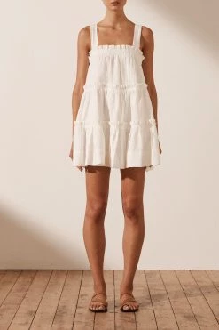 Shona Joy DRESSES COSMO LINEN TIERED FRILL MINI DRESS - RICE 8 Shona Joy DRESSES COSMO LINEN TIERED FRILL MINI DRESS - RICE