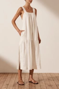 Shona Joy COSMO LINEN LOW BACK MIDI DRESS - RICE DRESSES 11 Shona Joy COSMO LINEN LOW BACK MIDI DRESS - RICE DRESSES