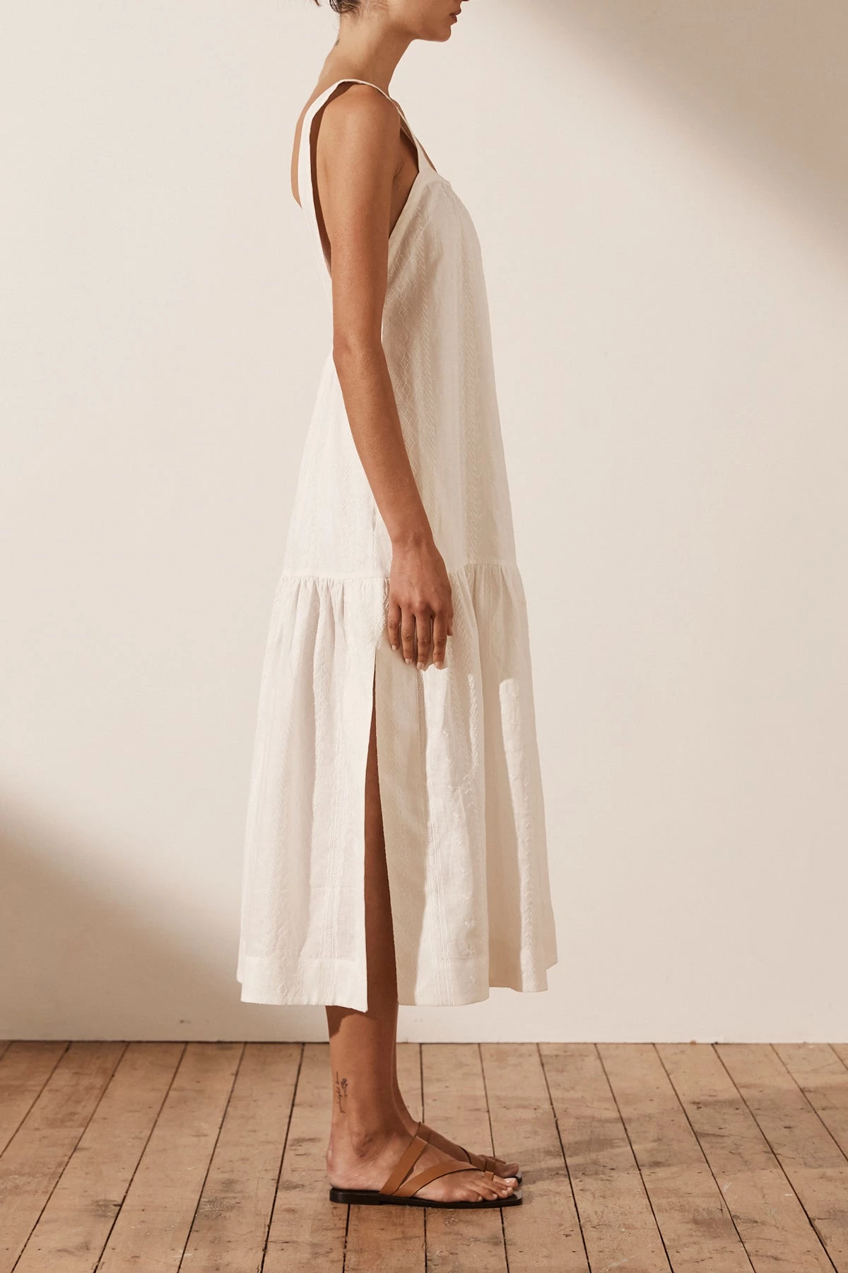 Shona Joy COSMO LINEN LOW BACK MIDI DRESS - RICE DRESSES 6 Shona Joy COSMO LINEN LOW BACK MIDI DRESS - RICE DRESSES