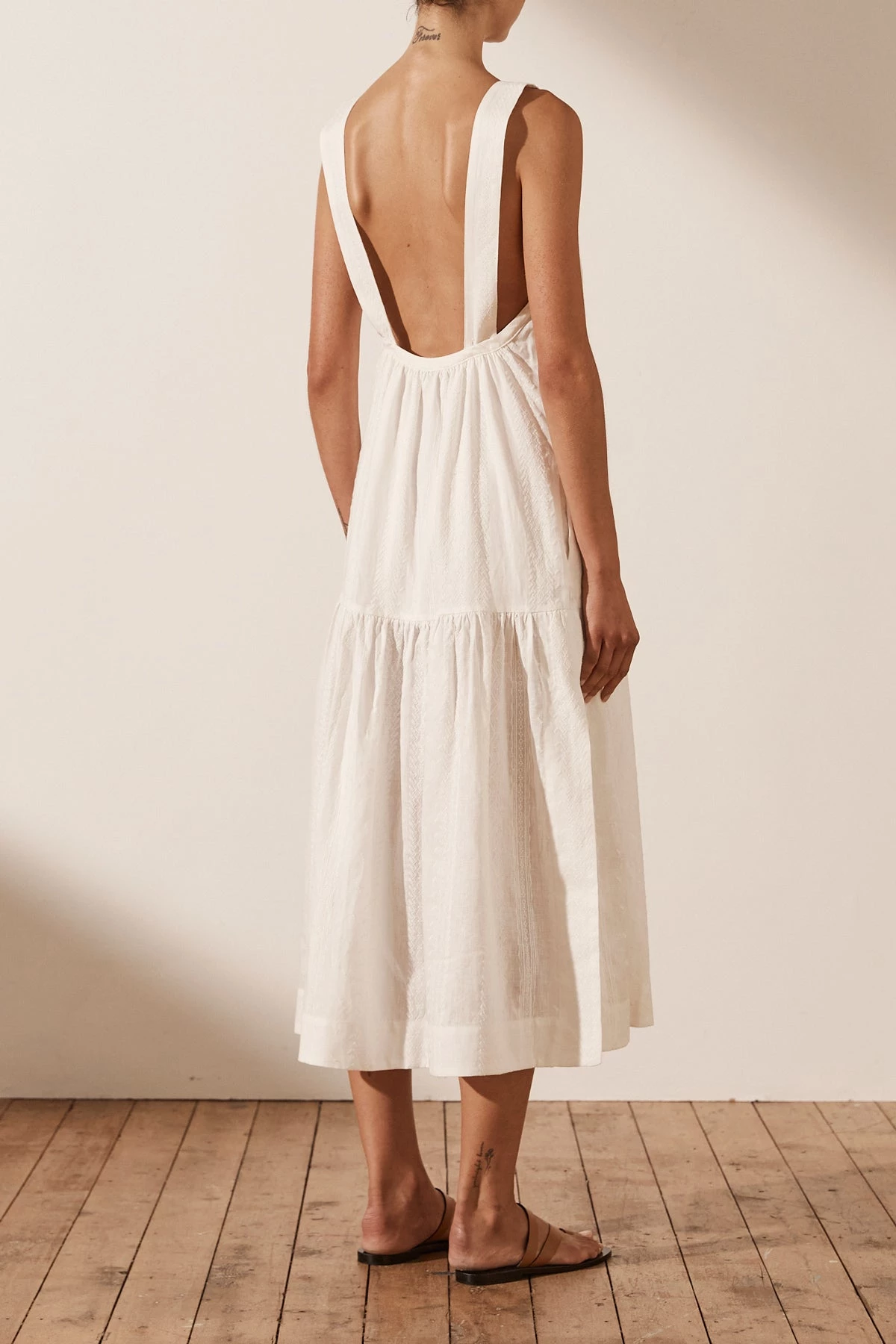 Shona Joy COSMO LINEN LOW BACK MIDI DRESS - RICE DRESSES 3 Shona Joy COSMO LINEN LOW BACK MIDI DRESS - RICE DRESSES