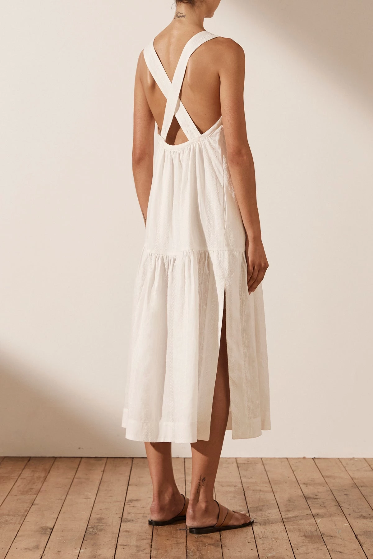 Shona Joy COSMO LINEN LOW BACK MIDI DRESS - RICE DRESSES 7 Shona Joy COSMO LINEN LOW BACK MIDI DRESS - RICE DRESSES