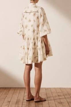 Shona Joy LILA LINEN PIN TUCK TUXEDO MINI DRESS