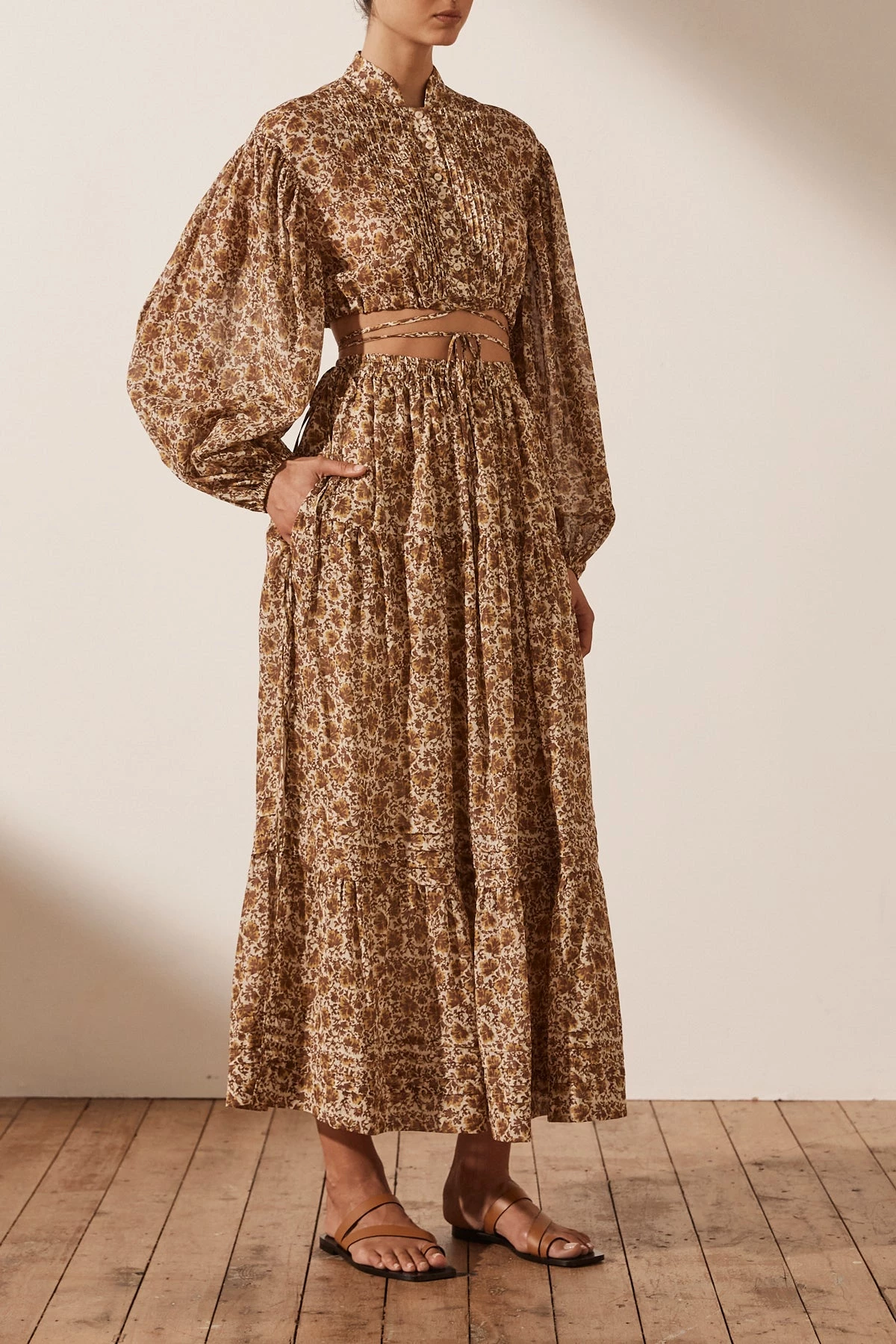 Shona Joy FAUNA PIN TUCK DRAWSTRING SHIRT 4 Shona Joy FAUNA PIN TUCK DRAWSTRING SHIRT