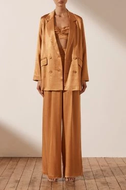 Shona Joy ALMA DOUBLE BREASTED BLAZER - TURMERIC