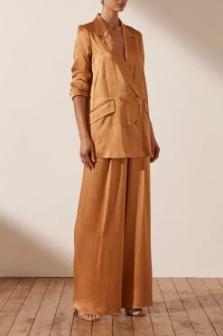 Shona Joy ALMA DOUBLE BREASTED BLAZER - TURMERIC