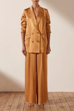 Shona Joy ALMA DOUBLE BREASTED BLAZER - TURMERIC