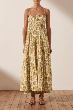 Shona Joy SAFFRON SHIRRED TIERED MIDI DRESS 8 Shona Joy SAFFRON SHIRRED TIERED MIDI DRESS