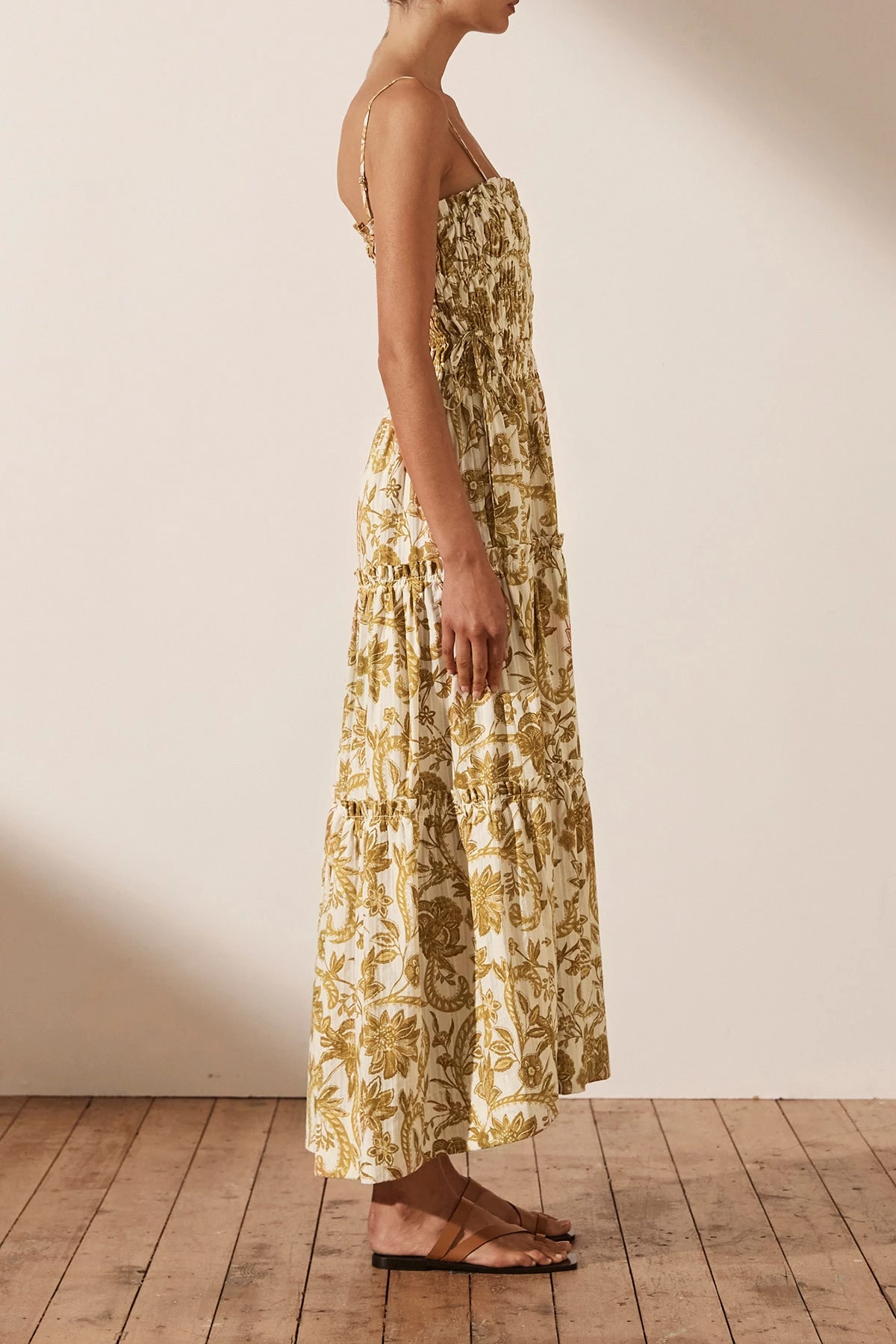 Shona Joy SAFFRON SHIRRED TIERED MIDI DRESS 5 Shona Joy SAFFRON SHIRRED TIERED MIDI DRESS