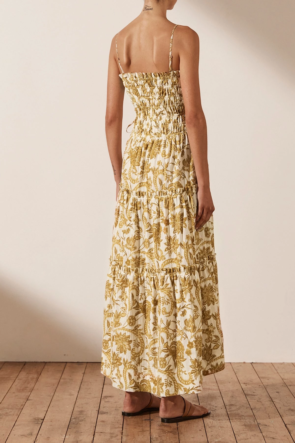 Shona Joy SAFFRON SHIRRED TIERED MIDI DRESS 6 Shona Joy SAFFRON SHIRRED TIERED MIDI DRESS