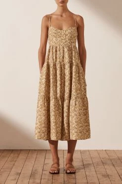 Shona Joy DRESSES ORION LINEN TIERED MIDI DRESS 8 Shona Joy DRESSES ORION LINEN TIERED MIDI DRESS