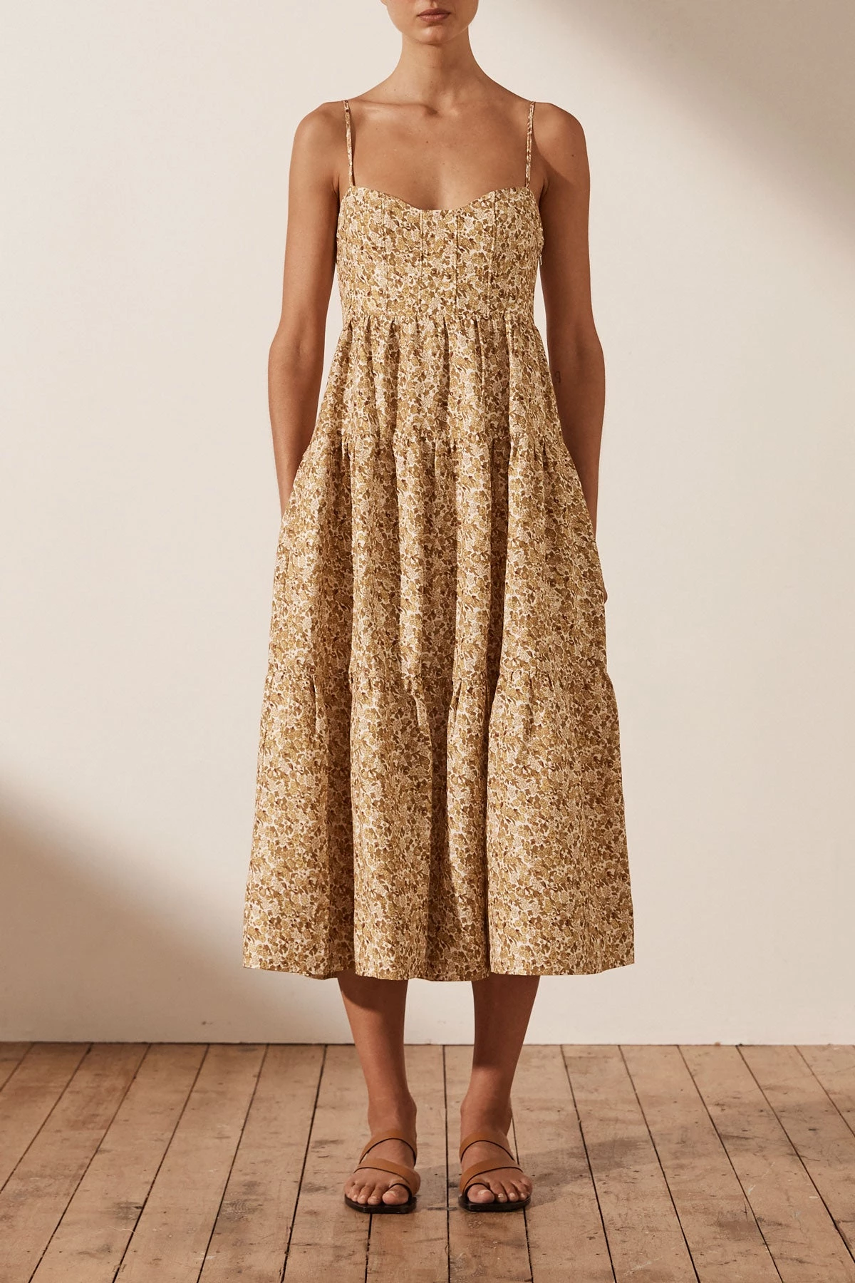 Shona Joy DRESSES ORION LINEN TIERED MIDI DRESS 3 Shona Joy DRESSES ORION LINEN TIERED MIDI DRESS