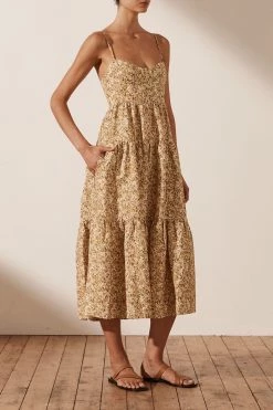 Shona Joy DRESSES ORION LINEN TIERED MIDI DRESS 9 Shona Joy DRESSES ORION LINEN TIERED MIDI DRESS