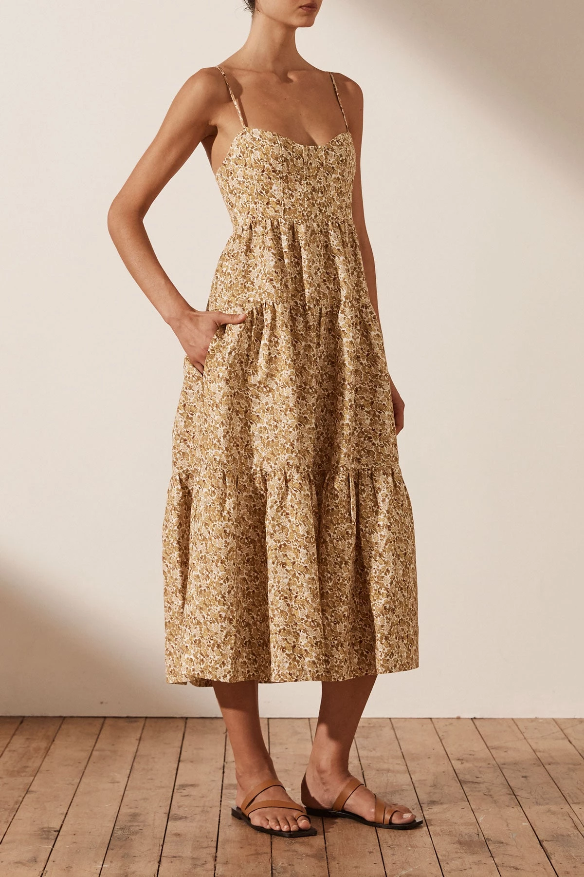 Shona Joy DRESSES ORION LINEN TIERED MIDI DRESS 4 Shona Joy DRESSES ORION LINEN TIERED MIDI DRESS