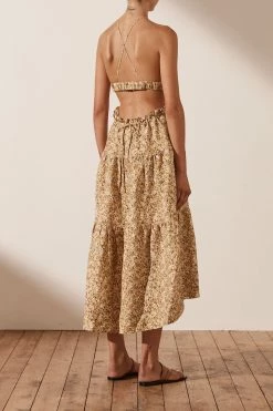 Shona Joy ORION LINEN BACKLESS MIDI DRESS