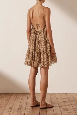 Shona Joy FAUNA PIN TUCK LOW BACK MINI DRESS