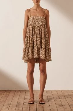 Shona Joy FAUNA PIN TUCK LOW BACK MINI DRESS