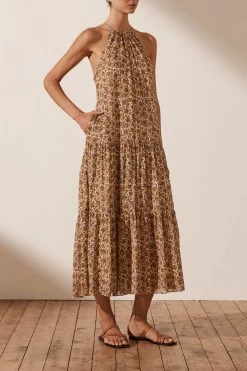 Shona Joy FAUNA BACKLESS HALTER MIDI DRESS DRESSES