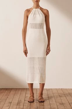 Shona Joy DRESSES CALYPSO CROCHET OPEN BACK MIDI DRESS - RICE 8 Shona Joy DRESSES CALYPSO CROCHET OPEN BACK MIDI DRESS - RICE
