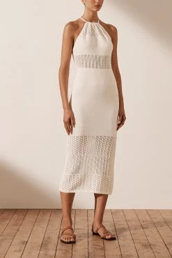 Shona Joy DRESSES CALYPSO CROCHET OPEN BACK MIDI DRESS - RICE 9 Shona Joy DRESSES CALYPSO CROCHET OPEN BACK MIDI DRESS - RICE