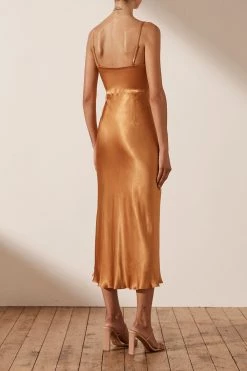 Shona Joy DRESSES ALMA LACE UP MIDI DRESS - TURMERIC 11 Shona Joy DRESSES ALMA LACE UP MIDI DRESS - TURMERIC