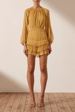 Shona Joy IRIS CUT OUT BACKLESS MINI DRESS - SAFFRON