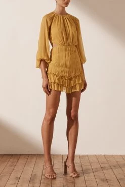 Shona Joy IRIS CUT OUT BACKLESS MINI DRESS - SAFFRON