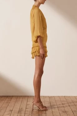 Shona Joy IRIS CUT OUT BACKLESS MINI DRESS - SAFFRON