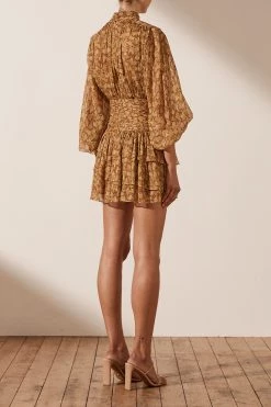 Shona Joy SUNSET LONG SLEEVE RUCHED MINI DRESS DRESSES