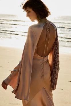 Shona Joy LA LUNE BACKLESS MAXI DRESS - DESERT ROSE
