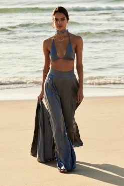 Shona Joy TOPS LA LUNE TRIANGLE BRALETTE - BLUE SMOKE