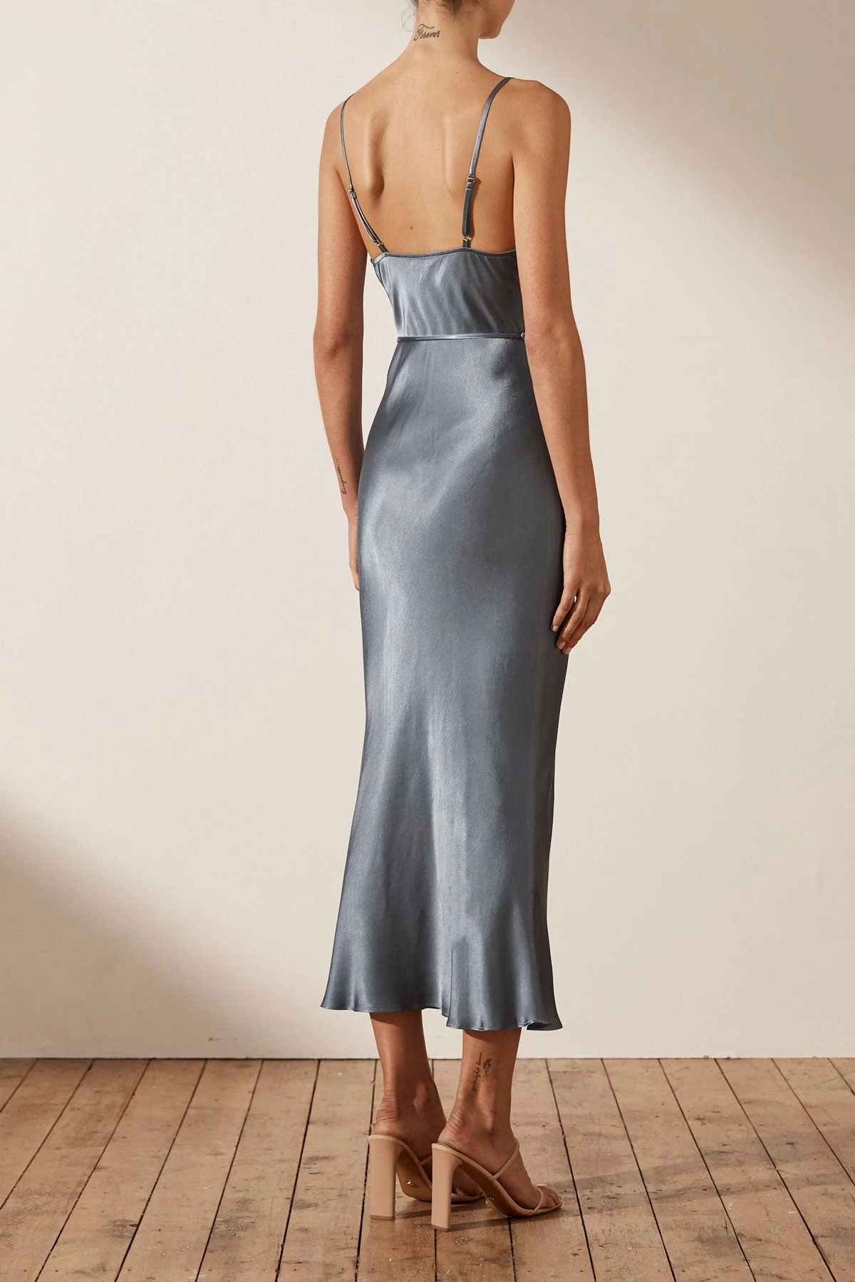 Shona Joy DRESSES LA LUNE BIAS COWL MIDI DRESS - BLUE SMOKE 5 Shona Joy DRESSES LA LUNE BIAS COWL MIDI DRESS - BLUE SMOKE
