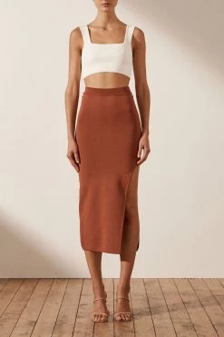 Shona Joy BASICS BASIC MIDI SKIRT - CLAY 8 Shona Joy BASICS BASIC MIDI SKIRT - CLAY