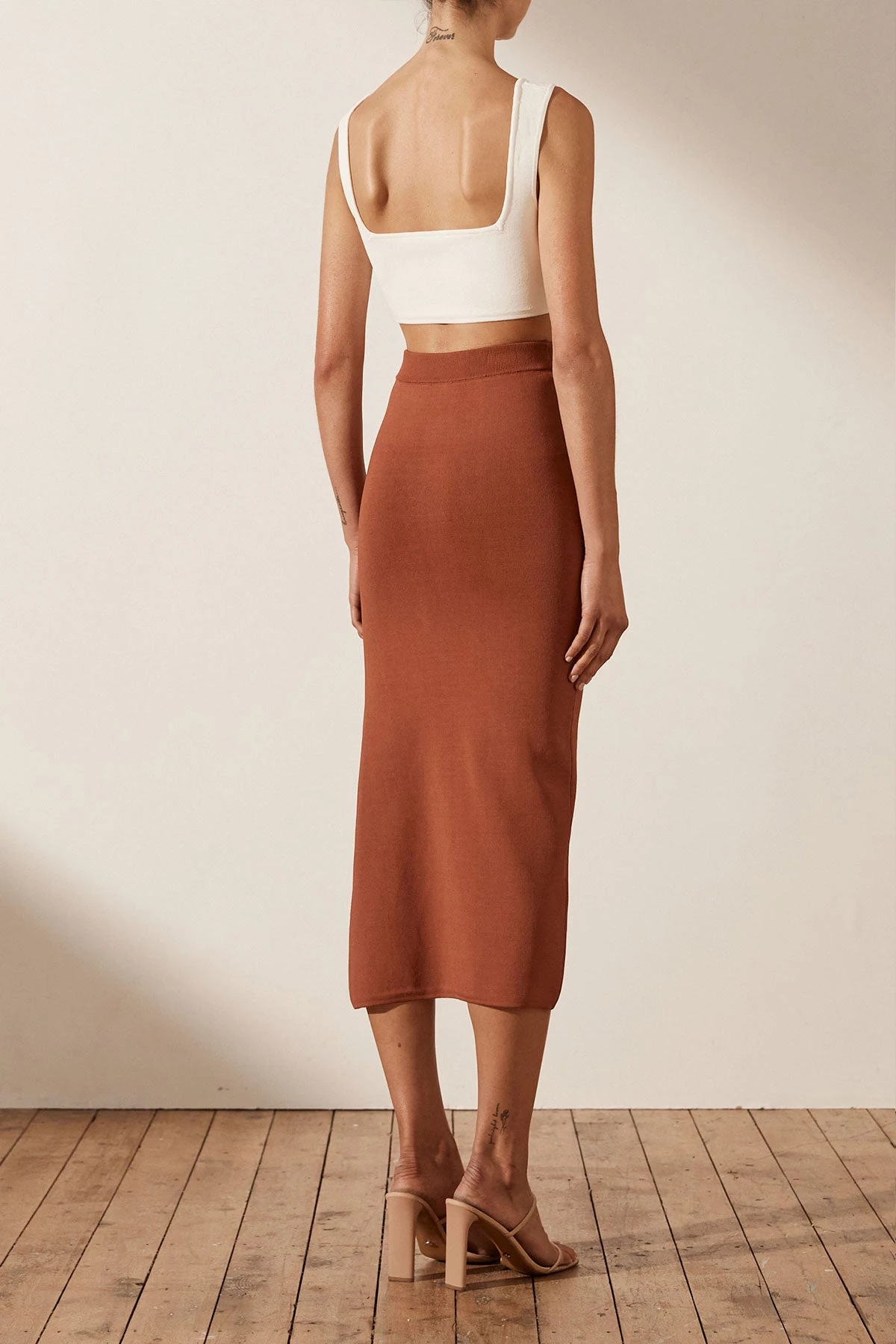 Shona Joy BASICS BASIC MIDI SKIRT - CLAY 6 Shona Joy BASICS BASIC MIDI SKIRT - CLAY