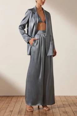 Shona Joy LA LUNE DOUBLE BREASTED BLAZER - BLUE SMOKE TOPS