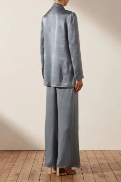 Shona Joy LA LUNE DOUBLE BREASTED BLAZER - BLUE SMOKE TOPS