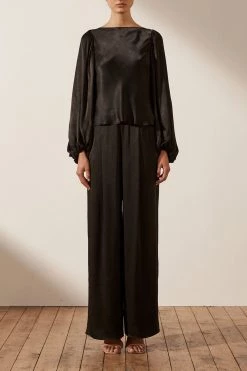 Shona Joy LA LUNE COWL BACK BALLOON SLEEVE BLOUSE - BLACK 9 Shona Joy LA LUNE COWL BACK BALLOON SLEEVE BLOUSE - BLACK