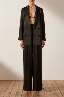 Shona Joy LA LUNE TRIANGLE BRALETTE - BLACK TOPS