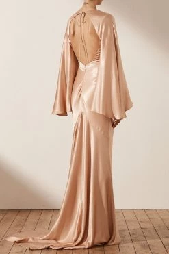 Shona Joy LA LUNE BACKLESS MAXI DRESS - DESERT ROSE