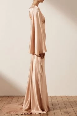 Shona Joy LA LUNE BACKLESS MAXI DRESS - DESERT ROSE