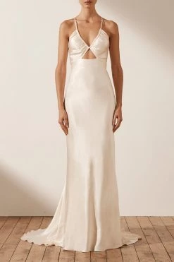 Shona Joy LA LUNE RUCHED BODICE MAXI DRESS - CREAM DRESSES