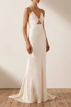 Shona Joy LA LUNE RUCHED BODICE MAXI DRESS - CREAM DRESSES