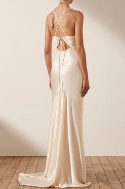 Shona Joy LA LUNE RUCHED BODICE MAXI DRESS - CREAM DRESSES