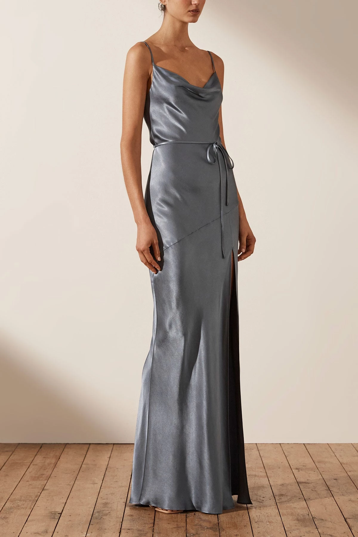 Shona Joy LA LUNE BIAS COWL MAXI DRESS - BLUE SMOKE DRESSES 4 Shona Joy LA LUNE BIAS COWL MAXI DRESS - BLUE SMOKE DRESSES