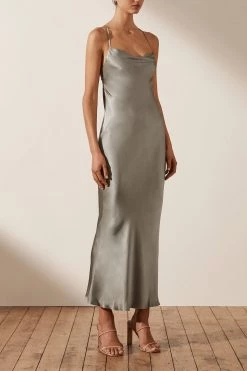 Shona Joy LA LUNE BACKLESS BIAS MIDI DRESS - SAGE