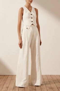 Shona Joy PRISCILA HIGH WAISTED TAILORED PANT - RICE