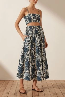 Shona Joy DIANA SHIRRED TIERED MIDI SKIRT
