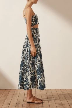 Shona Joy DIANA SHIRRED TIERED MIDI SKIRT