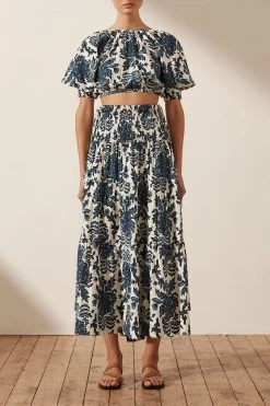 Shona Joy DIANA SHIRRED TIERED MIDI SKIRT