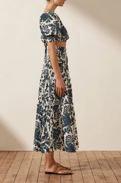 Shona Joy TOPS DIANA OPEN BACK BALLOON SLEEVE CROP TOP